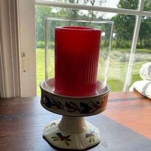 Lenox Red and White Candle Holders Accents -Candle is included